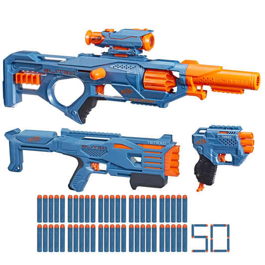 Nerf Elite 2.0 Ultimate Blaster Pack, 3 Blasters, 50 Nerf Elite Darts, Detachable Scope and Barrel