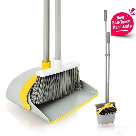 Upright Broom and Dustpan Set with Cleaning Comb