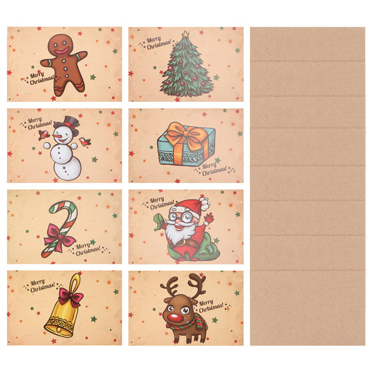 NICEXMAS 8 Sets of Christmas Greeting Cards Blessing Cards with Envelopes (Random Style)