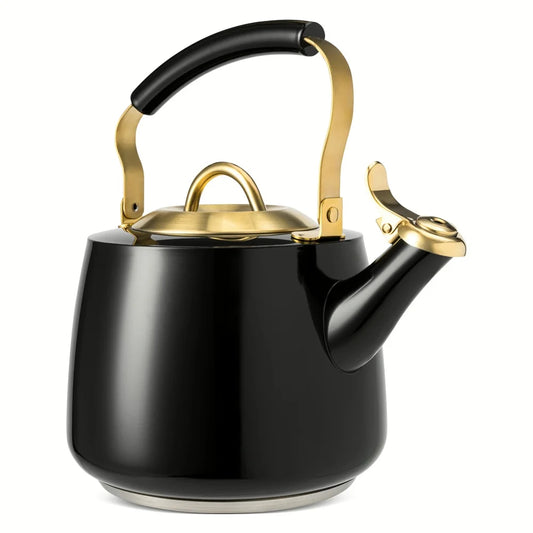Thyme & Table 1.9QT Stainless Steel Whistling Stovetop Kettles, Black