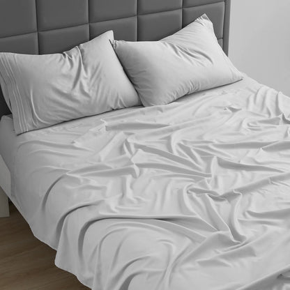 Nestl Twin Sheet Sets, 1800 Series Deep Pocket 3 Piece, Soft Microfiber Kids Bedding Set, Silver Gray