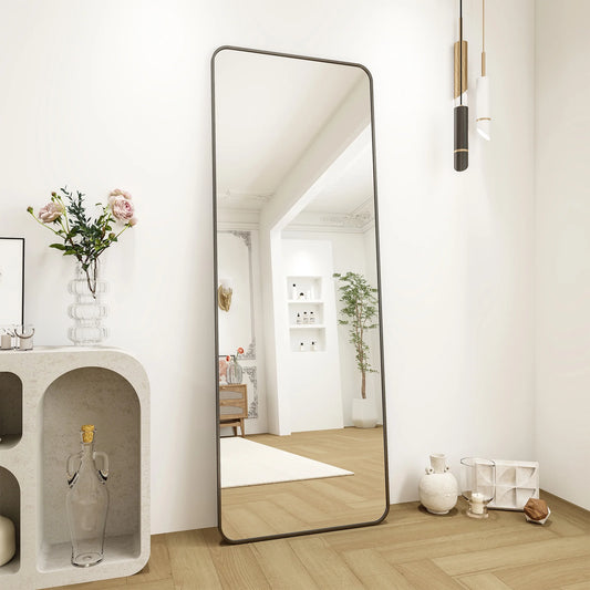 BEAUTYPEAK 64"x21" Full Length Mirror Rectangle Floor Mirror Standing with Safe Corners,Black