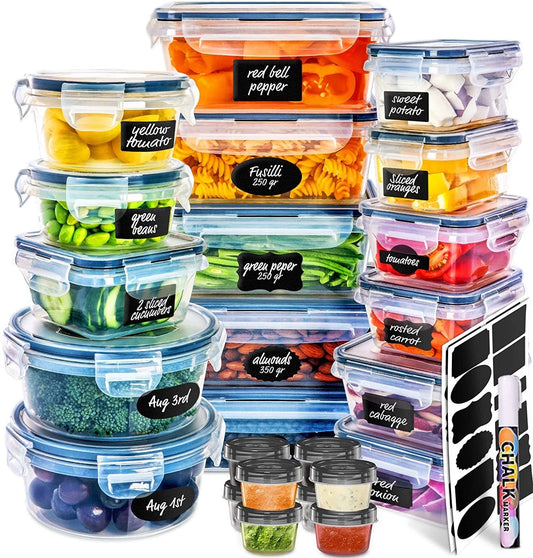 Fullstar 50 pcs Meal Prep Container, Airtight Plastic Food Storage Containers Set