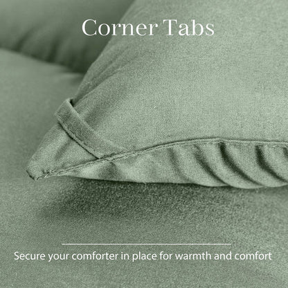 JUSTLET Luxury Solid Down Alternative Machine Washable Sage Green Comforters, Twin