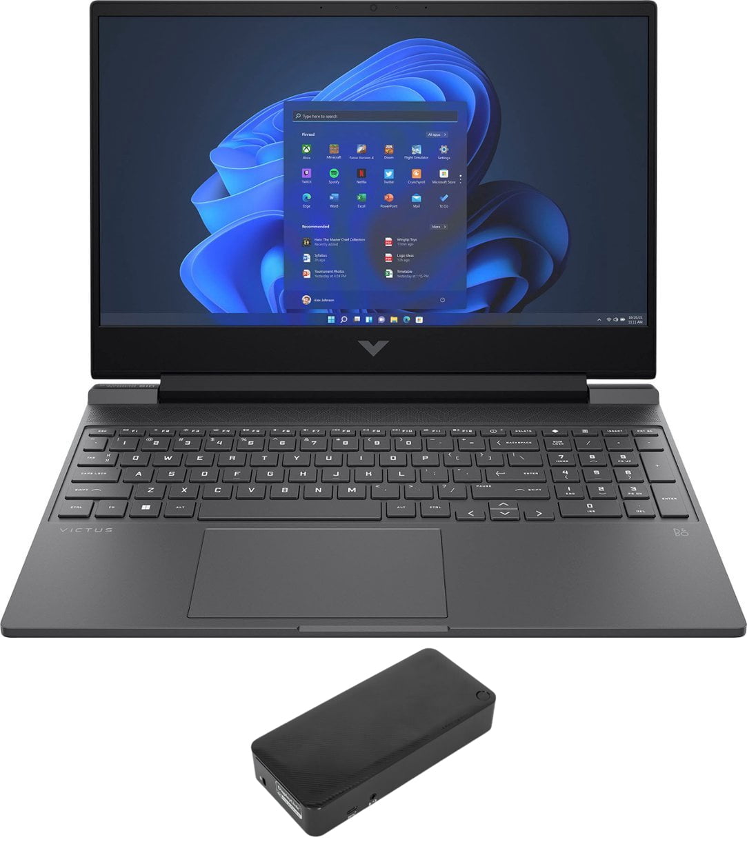 HP Victus 15-fb Gaming Laptop (AMD Ryzen 5 7535HS 6-Core, 15.6in 144 Hz Full HD (1920x1080), GeForce RTX 2050, 8GB DDR5 4800MHz RAM, 2TB PCIe SSD, Win 11 Home) with DV4K Dock