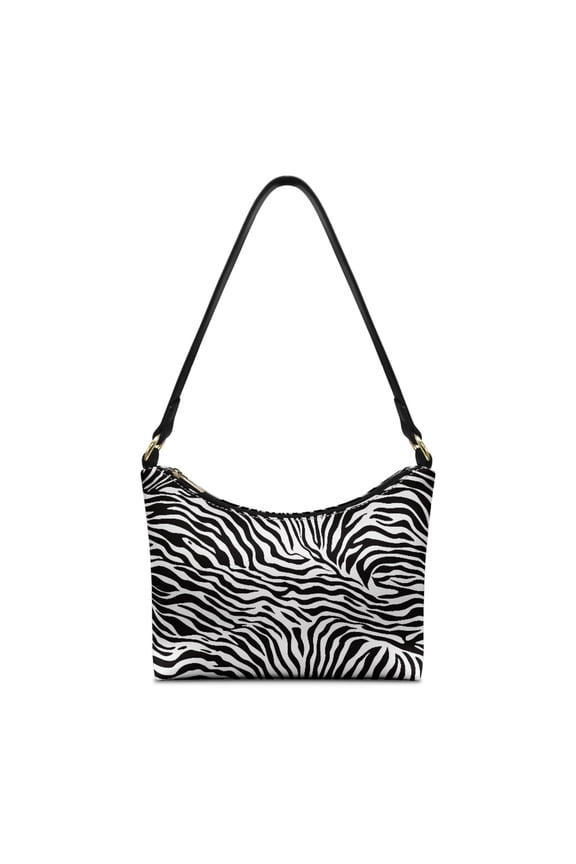 Zebra-Pattern Shoulder Hobo Bag